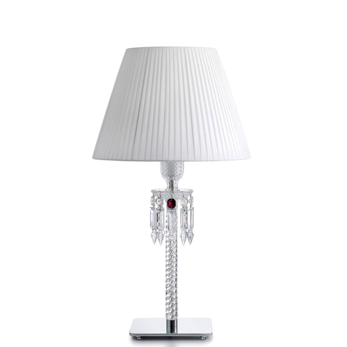 Baccarat Crystal, Torch Crystal Lamp With White Shade By Arik Levy